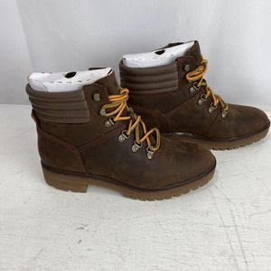 TIMBERLAND LONDON SQUARE MID HIKER BROWN LEATHER WOMEN'S BOOTS SIZE US 9